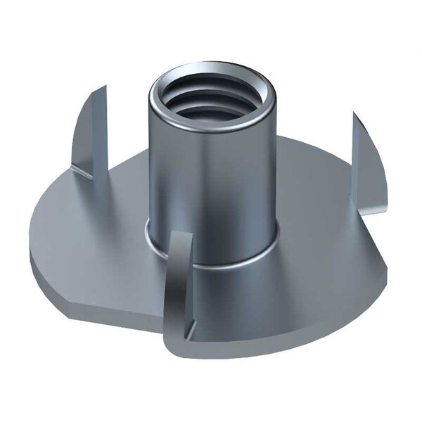 Huyett T-Nut, 3 Prongs, #10-32, Steel, Zinc Clear Trivalent, 0.312 in Barrel Ht NUTT01-0010-0312S3 - main
